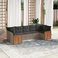 Set Divani da Giardino 7 pz con Cuscini Grigio in Polyrattan 3227950