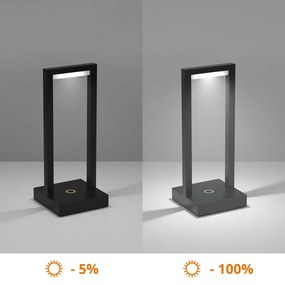 Lampada da Tavolo Ricaricabile 2.2W, IP54 CCT, Serie VELA - Nera Colore del corpo Nero