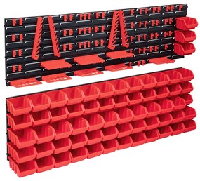 Kit Contenitori 141 Pz Con Pannelli A Parete Rosso E Nero /