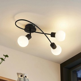 Lindby plafoniera Elaina, 54 cm, a 3 luci, nero/bianco, E14