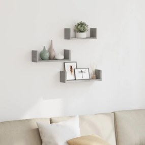 Mensole A Muro 3 Pz Grigio Cemento İn Truciolato /