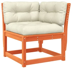 Set salotto giardino 5pz con cuscini marrone cera massello pino