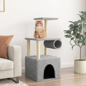 Albero per gatti con tiragraffi in sisal grigio chiaro 109,5 cm