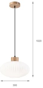 Lampadario a sospensione con filo HARMONY 1xE27/15W/230V diametro 30 cm bianco/quercia