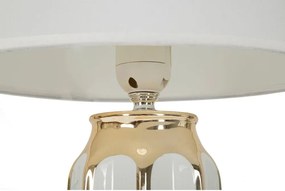 Lampada da tavolo bianca/dorata in ceramica con paralume in tessuto (altezza totale 40,5 cm) Cassy – Mauro Ferretti