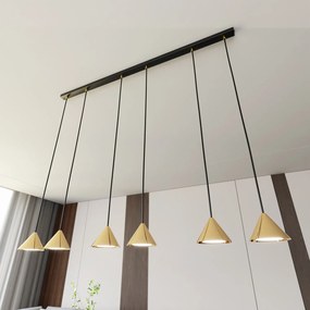 Sospensione Minimal Skadi 6 Luci In Acciaio Oro