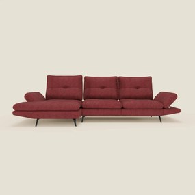 Ardex Divano con penisola - schienali traslanti e braccioli regolabili in elegante tessuto impermeabile T06 rosso