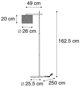 Lampada da terra industriale nera - Drum Mesh