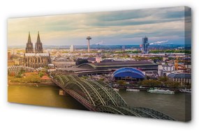 Quadro stampa su tela Ponti panorama del fiume tedesco 100x50 cm