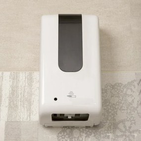 Dispenser per sapone liquido automatico da 1,2 L bianco in plastica alimentato a batterie o con cavo