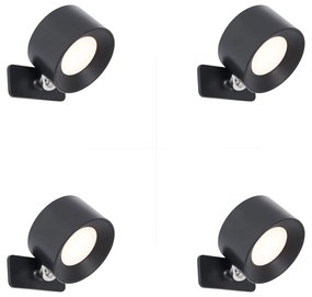 Set di 4 plafoniere e applique moderne nere con LED ricaricabile - Bright