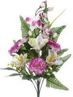 Set 6 Bouquet Artificiali Frontale di Garofani e Astromelia da 9 fiori H 59 cm