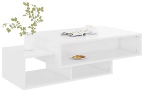 Tavolino da salotto bianco lucido 105x55x32 cm in truciolato