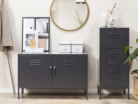Credenza metallo nero 40 x 100 cm URIA Beliani