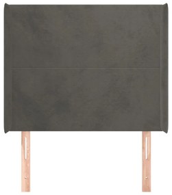 Testiera ad orecchio grigio scuro 93x16x118/128 cm in velluto