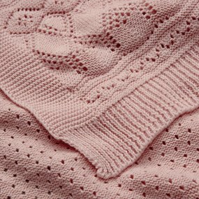 Coperta per bambini rosa polveroso in cotone organico lavorata a maglia 80x100 cm Sorbet – Cam Cam Copenhagen