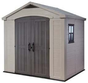 Casetta Da Giardino In Resina 256,5x182x243H Cm Factor 8x6 Beige Keter Con Mensole