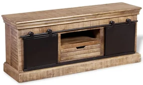 Mobile tv 2 porte scorrevoli legno massello mango 100x40x45 cm