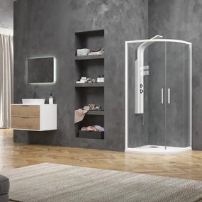 Box doccia semicircolare 80x80 finitura bianca opaca KE-2000B - KAMALU