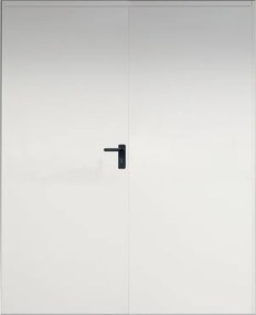Porta doppia tagliafuoco isotermica a battente EI2 60 in acciaio zincato verniciato colore avorio, L 140 x H 205 cm, apertura reversibile
