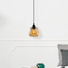 Opviq Lampada a sospensione Gold 030, vetro trasparente dorato Ø 15 cm a 1 luce