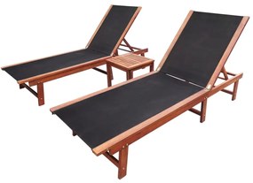 Lettini Prendisole 2 Pz Con Tavolo İn Massello Acacia Textilene /