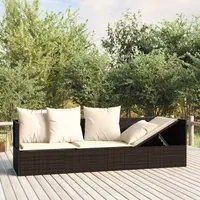 Lettino Prendisole da Esterno con Cuscini Marrone in Polyrattan cod mxl 65498