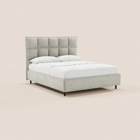 AURO letto imbottito con vano contenitore e testiera capitonné alta in ciniglia Oeko-Tex®