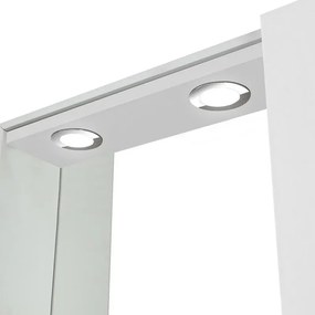Specchio contenitore 68x61 cm bianco lucido con anta a destra e LED
