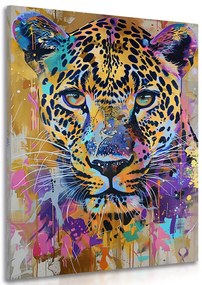 Quadro su tela – Leopardo con imitazione di pittura