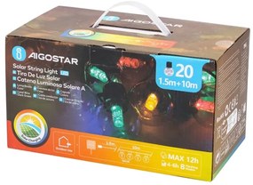 Aigostar - Catena di Natale solare a LED 20xLED/8 funzioni 11,5m IP65 multicolore