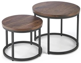 SET 2x Tavolino OREO Ø 43/53 cm nero/noce
