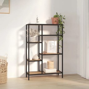 Scaffale Per Libri 80x30x120 Cm Acciaio E Legno Multistrato /