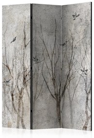 Paravento design Canto nel bosco (3-parti) - Paesaggio con uccelli