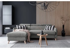 Divano letto angolare in velluto grigio chiaro (angolo sinistro) Sweet Harmony - Miuform