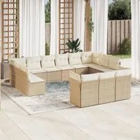 Set Divano da Giardino 13 pz con Cuscini Beige in Polyrattan 3250287