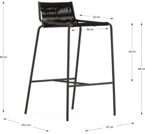 Sgabello da bar nero in metallo (altezza della seduta 65 cm) Emily – Marckeric