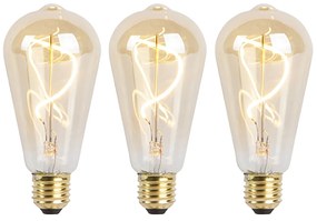 Set di 3 lampade a spirale LED dimmerabili E27 ST64 oro 4W 270 lm 2100K