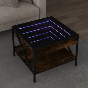 Tavolino Da Salotto Con Led Infinity Rovere Fumo 50x50x38 Cm /