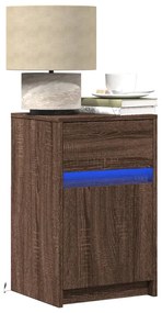 Comodini Con Luci Led 2pz Rovere Marrone İn Legno Multistrato /