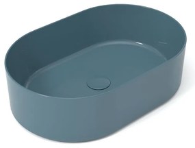 Lavabo da appoggio OLYMPIA CERAMICA Open ovale in ceramica L 60 x H 17 x P 40 cm petrolio lucido piletta non inclusa