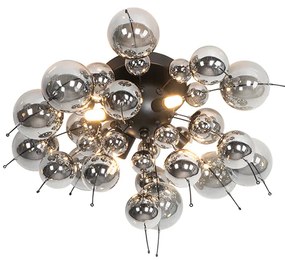 Lampada da soffitto di design nera con vetro fumé a 4 luci - Explode