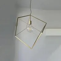 Lampadario In Metallo Industrial Cube Oro 1 Luce E27