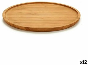 Vassoio per aperitivi Rotonda Marrone Bambù 30 x 1,5 x 30 cm (12 Unità)