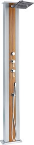 Doccia Solare Ibrida da Giardino 40L Miscelatore e Doccetta Lavapiedi Alluminio Metallizzato/Legno...