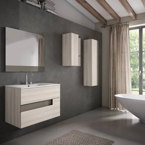 Mobile da bagno sotto lavabo VISOBATH VISION betulla laccato opaco L 80 x H 55 x P 45 cm 2 cassetti, lavabo non incluso