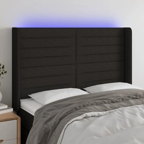 Testiera A Led Nera 147x16x118/128 Cm İn Tessuto /