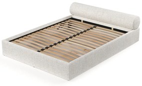 Letto matrimoniale imbottito color crema con contenitore e rete inclusi 160x200 cm Solvo – Maison de Rêve