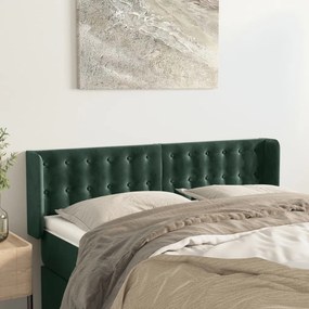Testiera Ad Orecchio Verde Scuro 147x16x78/88 Cm İn Velluto /