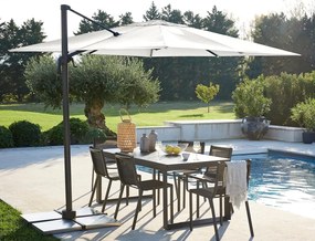 Ombrellone a palo laterale grigio Aura NATERIAL con telo quadrato bianco L 286 x P 286 x H 264 cm